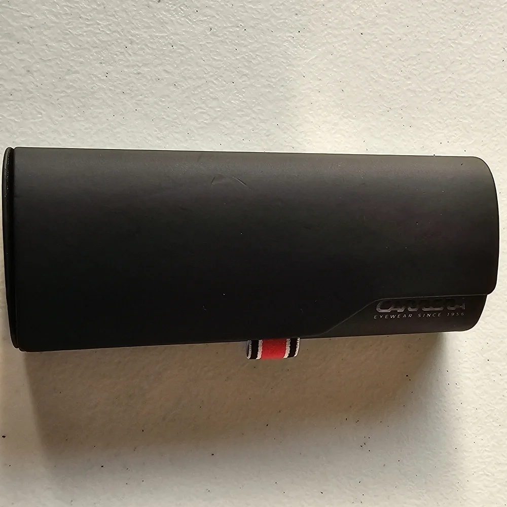 Carrera Black Sunglasses Holder with Red, White, and Black Accent